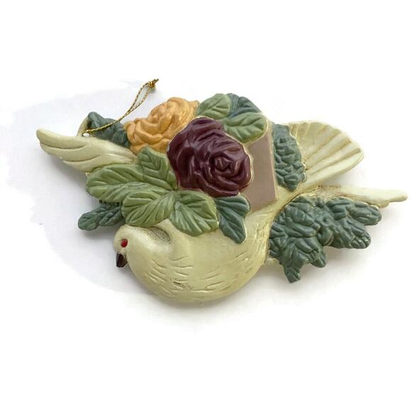 Christmas Tree Ornaments Set of 7 Ceramic Joy Noel and Doves - Picture 3 of 9